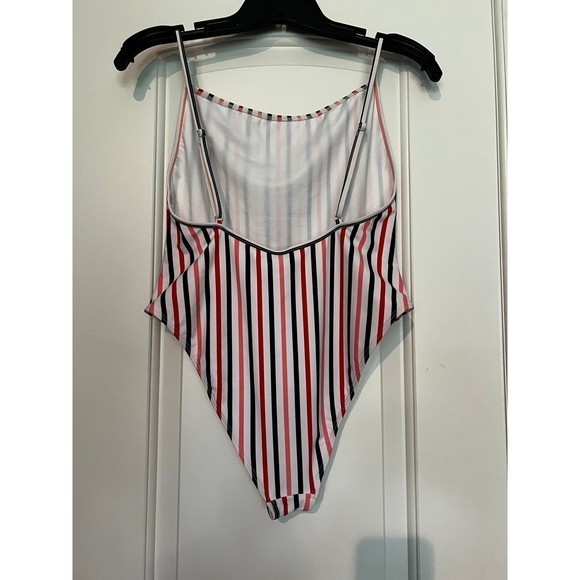 FOREVER 21 New One Piece Red White Blue Stripe Swimsuit M - Picture 3 of 6